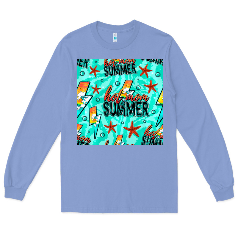 Hot Mom Summer Digital Paper Long Sleeve Tee by BundleAndBundleShop | Teevron