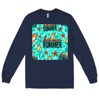 Navy Hot Mom Summer Digital Paper Long Sleeve Tee - BundleAndBundleShop
