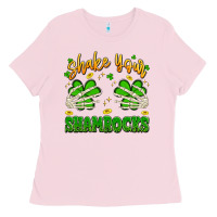 Bubblegum Pink shake your shamrocks Ladies Tee - Artiststas