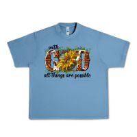 Pebble Blue with god all things are possible Urban Heavy Tee - NancyCooperArtShop