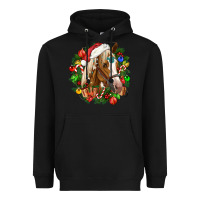 Black horse christmas wreath Heavyweight Hoodie - CowGirlArtShop