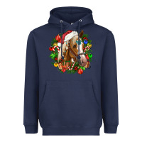 Navy horse christmas wreath Heavyweight Hoodie - CowGirlArtShop