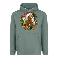 Sage horse christmas wreath Heavyweight Hoodie - CowGirlArtShop