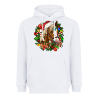 White horse christmas wreath Heavyweight Hoodie - CowGirlArtShop