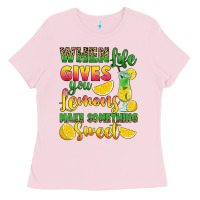 Bubblegum Pink when life gives you lemons make something Ladies Tee - RanaPortraitStore