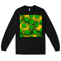 Black St. Patricks clover pattern digital paper Long Sleeve Tee - BundleAndBundleShop