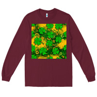 Burgundy St. Patricks clover pattern digital paper Long Sleeve Tee - BundleAndBundleShop