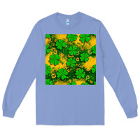 Colony Blue St. Patricks clover pattern digital paper Long Sleeve Tee - BundleAndBundleShop