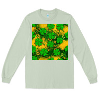Matcha St. Patricks clover pattern digital paper Long Sleeve Tee - BundleAndBundleShop