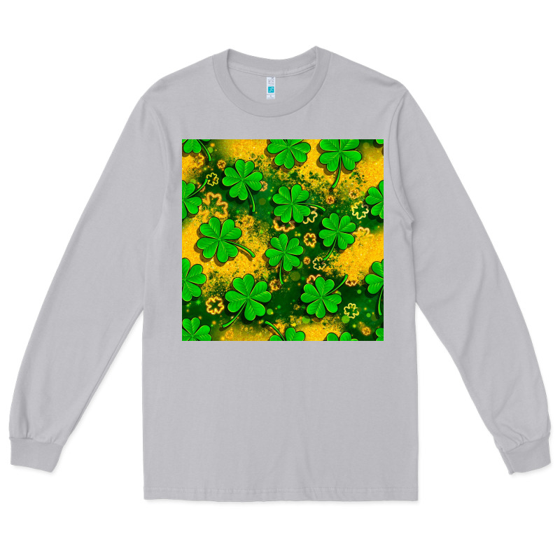 St. Patricks Clover Pattern Digital Paper Long Sleeve Tee by BundleAndBundleShop | Teevron