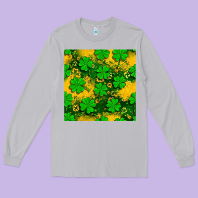 St. Patricks Clover Pattern Digital Paper Long Sleeve Tee Designed By Bundleandbundleshop