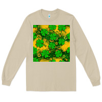 Mushroom St. Patricks clover pattern digital paper Long Sleeve Tee - BundleAndBundleShop