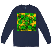 Navy St. Patricks clover pattern digital paper Long Sleeve Tee - BundleAndBundleShop