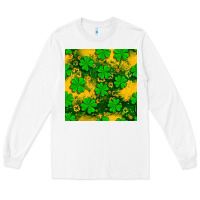 White St. Patricks clover pattern digital paper Long Sleeve Tee - BundleAndBundleShop