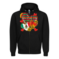 Black Mexican Hearts Zipper Hoodie - texasbilliewilder
