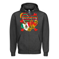 Charcoal Heather Mexican Hearts Zipper Hoodie - texasbilliewilder