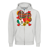 Dove Grey Mexican Hearts Zipper Hoodie - texasbilliewilder