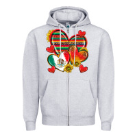 Heather Grey Mexican Hearts Zipper Hoodie - texasbilliewilder