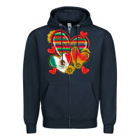 Navy Mexican Hearts Zipper Hoodie - texasbilliewilder