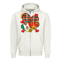 Oatmeal Heather Mexican Hearts Zipper Hoodie - texasbilliewilder