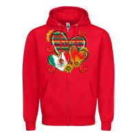 Red Mexican Hearts Zipper Hoodie - texasbilliewilder