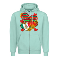Seafoam Mexican Hearts Zipper Hoodie - texasbilliewilder