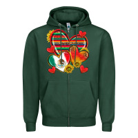 Sports Green Mexican Hearts Zipper Hoodie - texasbilliewilder