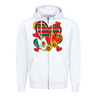 White Mexican Hearts Zipper Hoodie - texasbilliewilder