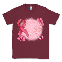 Burgundy customized breast cancer ribbon and background Classic Tee - MaliasSmallBusiness