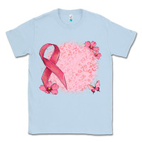 Dusty Blue customized breast cancer ribbon and background Classic Tee - MaliasSmallBusiness