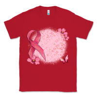 Red customized breast cancer ribbon and background Classic Tee - MaliasSmallBusiness