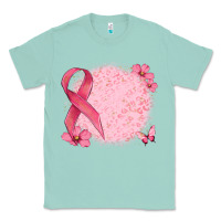 Seafoam customized breast cancer ribbon and background Classic Tee - MaliasSmallBusiness
