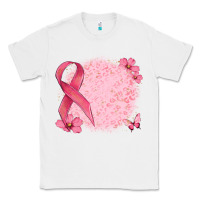 White customized breast cancer ribbon and background Classic Tee - MaliasSmallBusiness