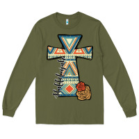 Army Green halleluljah aztec cross Long Sleeve Tee - JahusDesignShop