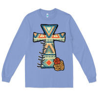 Colony Blue halleluljah aztec cross Long Sleeve Tee - JahusDesignShop