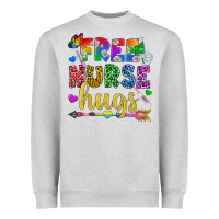 Heather Grey Free Nurse Hugs Pride LGBTQ+ Heavyweight Sweatshirt - BundleAndBundleShop