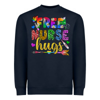 Navy Free Nurse Hugs Pride LGBTQ+ Heavyweight Sweatshirt - BundleAndBundleShop