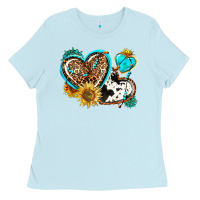 Baby Blue western leopard pride  hearts Ladies Tee - AdoDesignShop