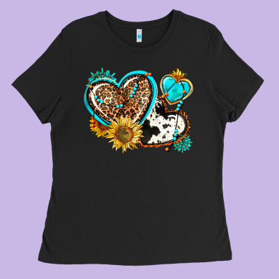 Western Leopard Pride  Hearts Ladies Tee Designed By Adodesignshop