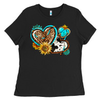 Black western leopard pride  hearts Ladies Tee - AdoDesignShop