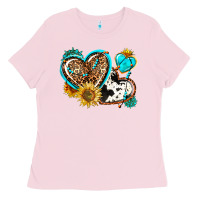 Bubblegum Pink western leopard pride  hearts Ladies Tee - AdoDesignShop