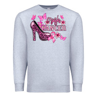 Heather Grey Crush Cancer with high heels Cancer Awareness Premium Sweatshirt - HowdyJamesFarm