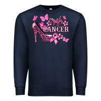 Navy Crush Cancer with high heels Cancer Awareness Premium Sweatshirt - HowdyJamesFarm