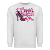 Oatmeal Heather Crush Cancer with high heels Cancer Awareness Premium Sweatshirt - HowdyJamesFarm