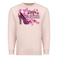 Pale Pink Crush Cancer with high heels Cancer Awareness Premium Sweatshirt - HowdyJamesFarm