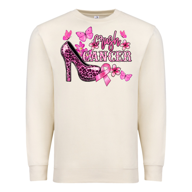 Crush Cancer With High Heels Cancer Awareness Premium Sweatshirt by HowdyJamesFarm | Teevron