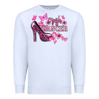 White Crush Cancer with high heels Cancer Awareness Premium Sweatshirt - HowdyJamesFarm