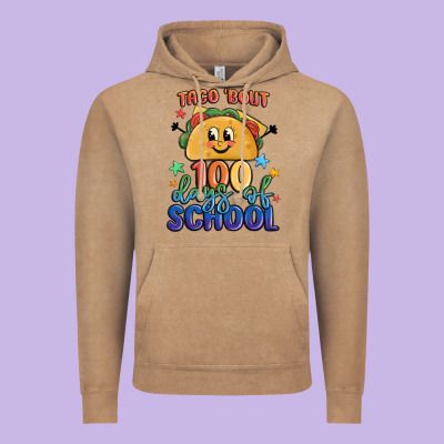 Taco Bout 100 Days Of School Vintage Hoodie Designed By Maliassmallbusiness