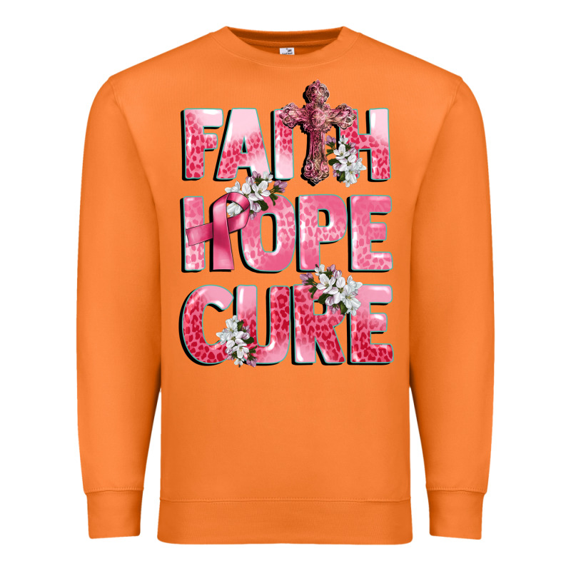 Faith Hope Cure Breast Cancer Premium Sweatshirt by CowGirlArtShop | Teevron