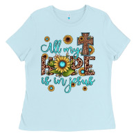 Baby Blue all my hope is in jesus Ladies Tee - JahusDesignShop